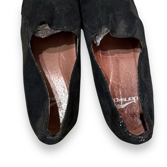 Dansko Farah Black Leather Lizard Reptile Embossed‎ Slip On Loafers Clogs Sz 41 - Picture 10 of 15